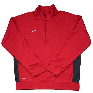 Nike Therma Fit Mens Quarter Zip Red Size Extra Large XL Pullover Active Shirt